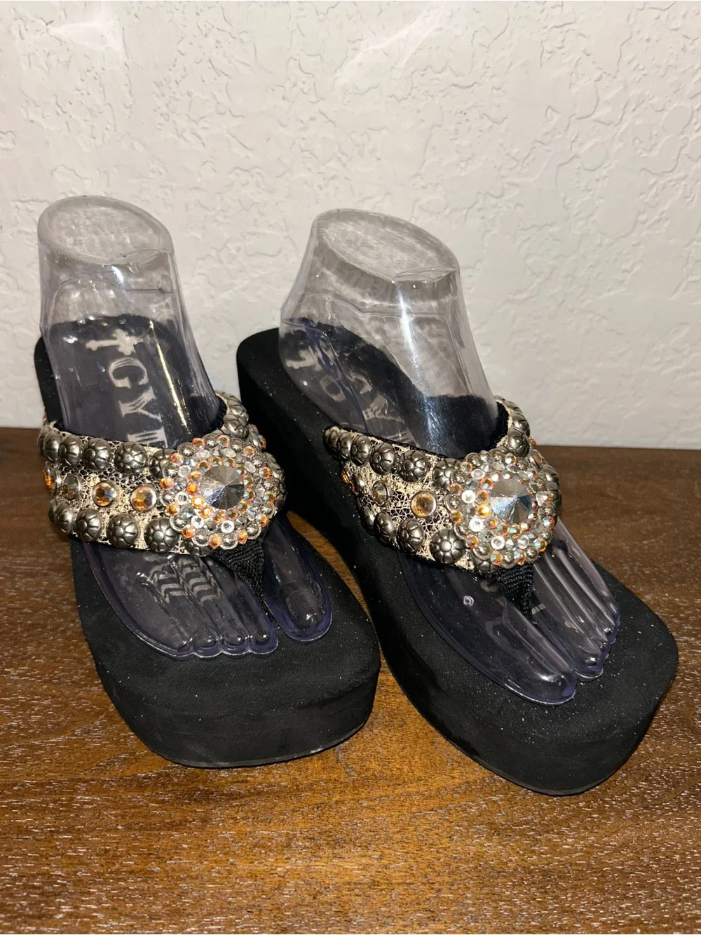 Gypsy Soule Embellished Wedge Platform Western Glam Sandal Shoes